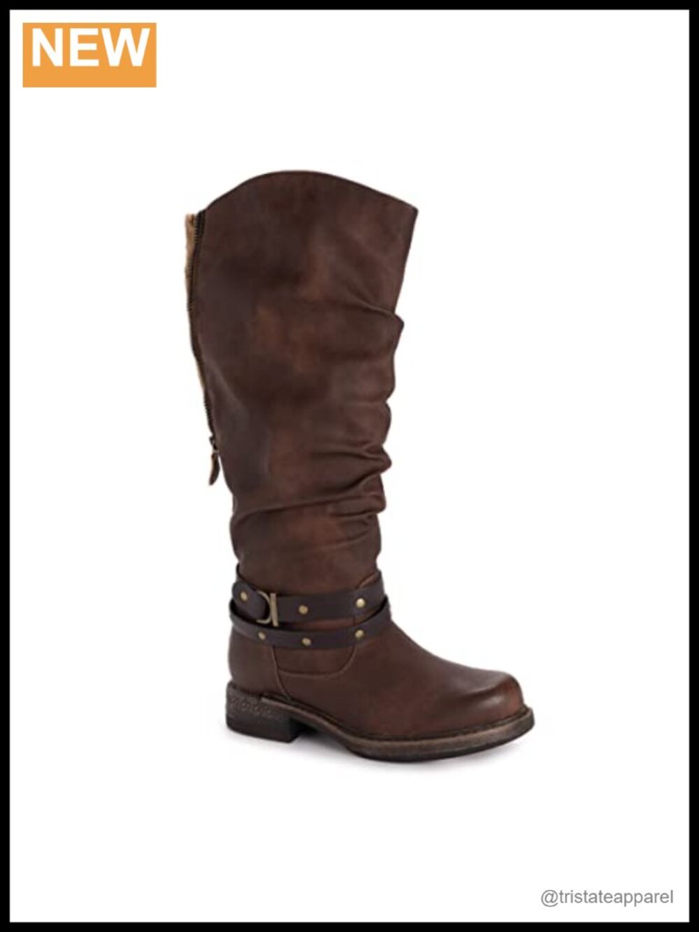 Water-Resistant Mid-Calf Boots with Knit Accents and Buckle Detail